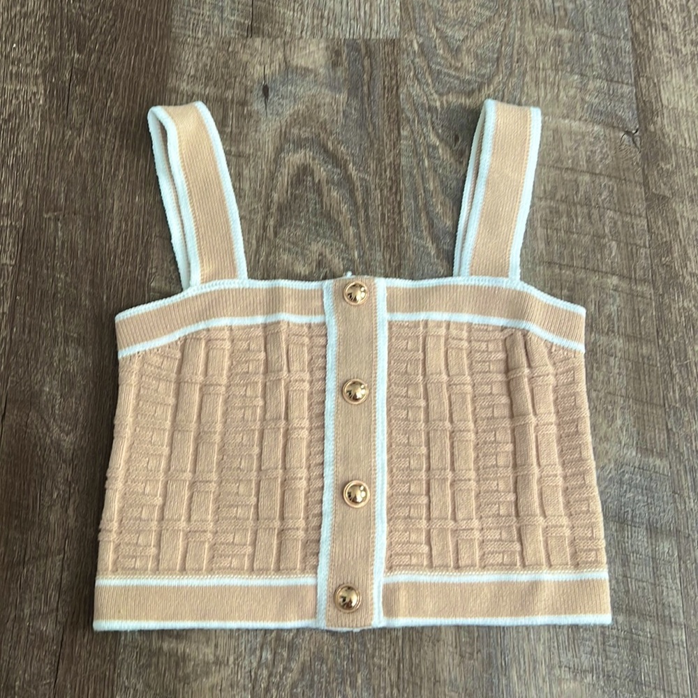 Women’s Small Vintage Cream Crop Tank Top